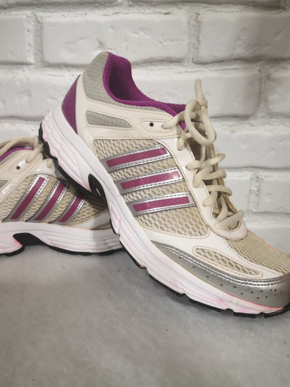 Adidas Run Smart Ladies Size 7.5 Beige Pink w/ Grey Lite Strike EV Sneakers